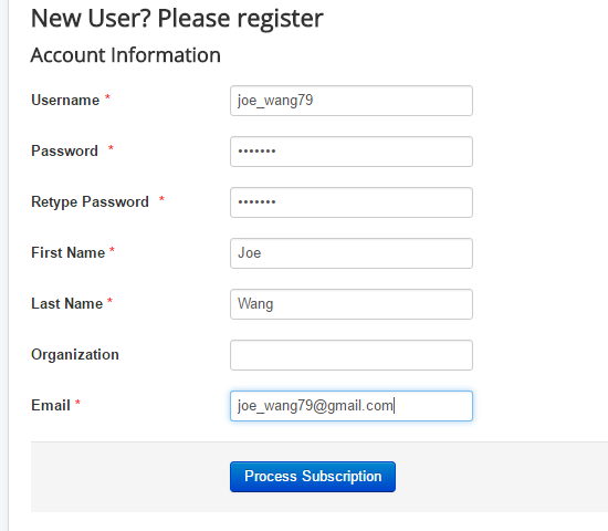 account registration